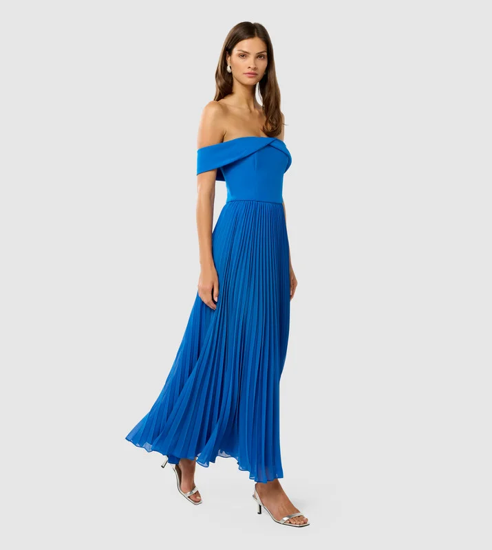 forever new  LOUISE Off Shoulder Pleated Maxi Dress for Women | Best Price UAE